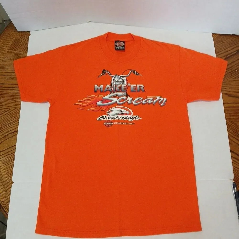 Vintage Harley Davidson Maker'er Scream Screaming Eagle/ Mid-Oh Orange M Y2K S.S